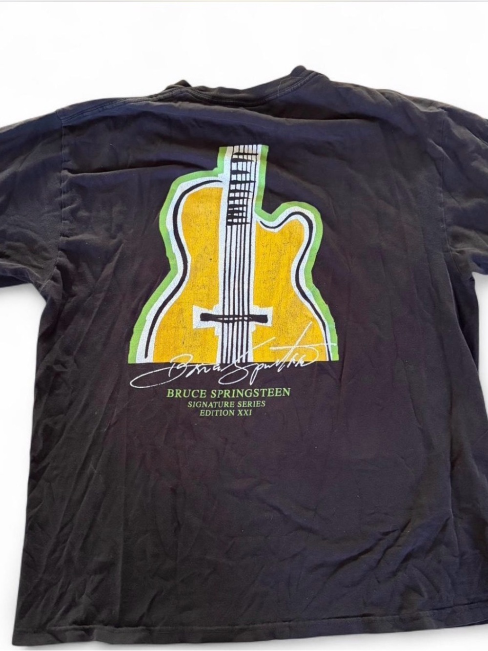 Hard Rock Cafe Bruce Springsteen Black Tee with Yellow Guitar Graphic